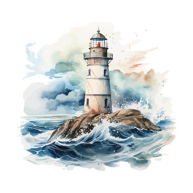 Lighthouse watercolor Vector illustration design