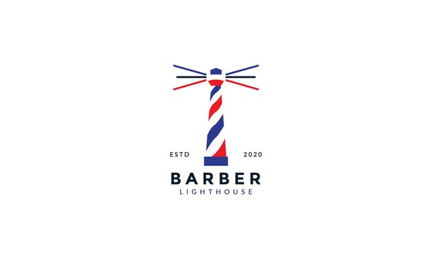 Lighthouse with barbershop logo vector icon design