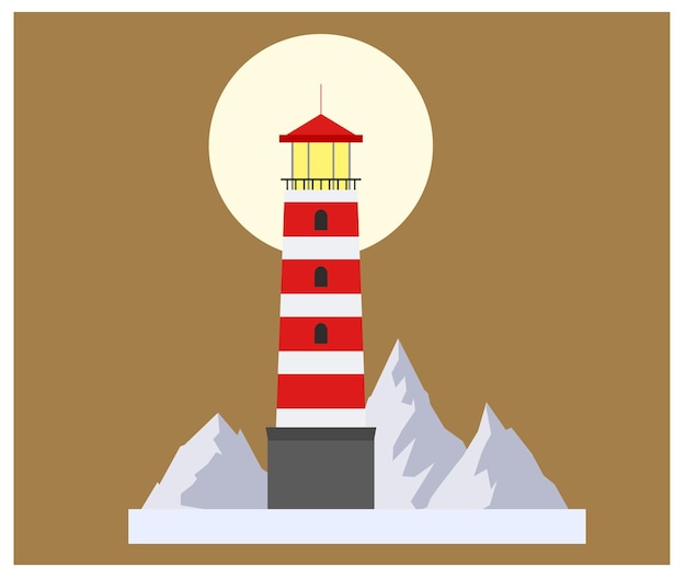 Вектор Карта маяков векторная иллюстрация мультфильмов плоских маяков маяк морской берег