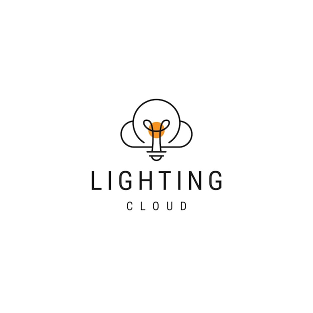 Lighting bulb and cloud line logo icon design template