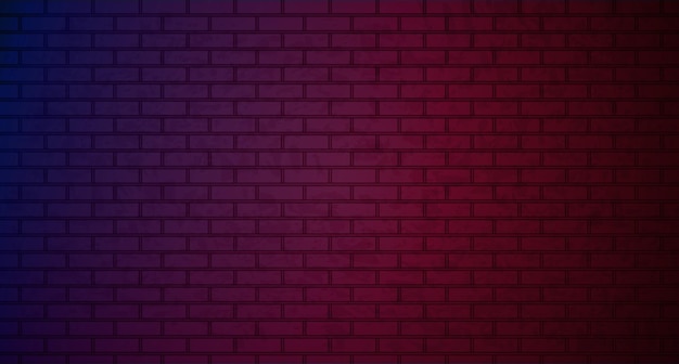 Vector lighting effect red and blue on brick wall for background party happy new year happiness concept. brick wall text place, brickwork message background area. vector illustration.