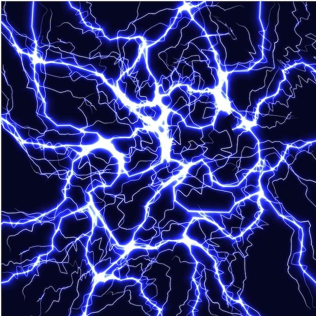 Lightning background ice cracks pattern thunder strikes electric charge blue plasma texture vector illustration