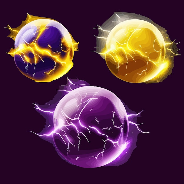 Vector lightning balls circle electric energy bolt isolated on background vector illustration