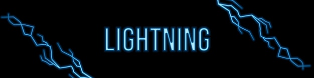 Vector lightning banner thunderbolt background neon style