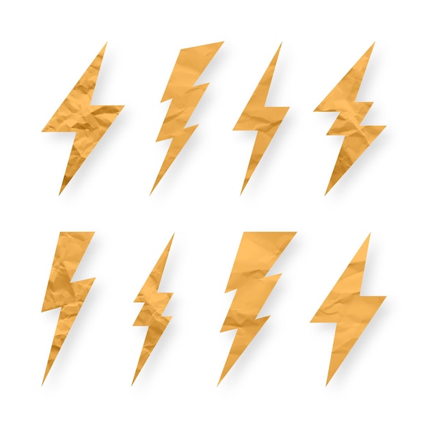 Lightning bolt crumpled paper texture cardboard flash symbol thunderbolt simple lightning strike