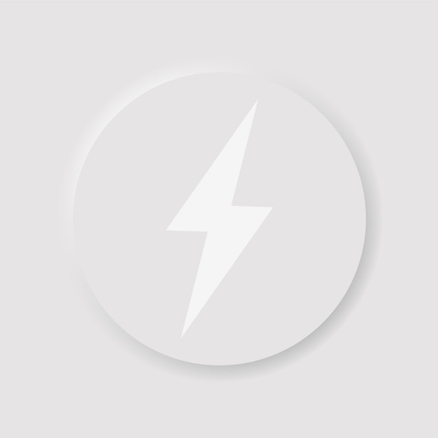 Vector lightning bolt icon in neumorphism style.vector