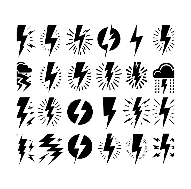 Vector lightning bolt icon vector set isolated on white background black flash symbol thunderbolt vector