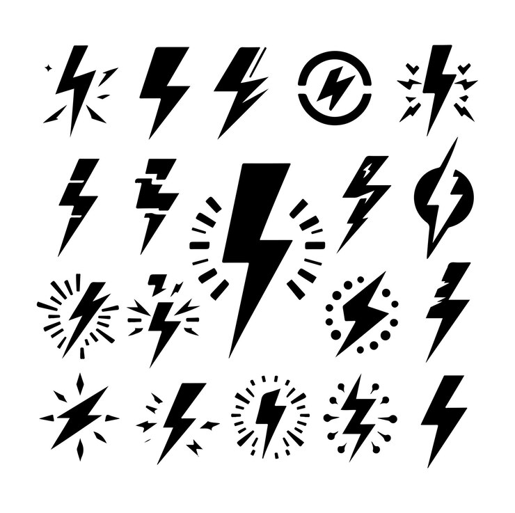 Vector lightning bolt icon vector set silhouette vector illustration