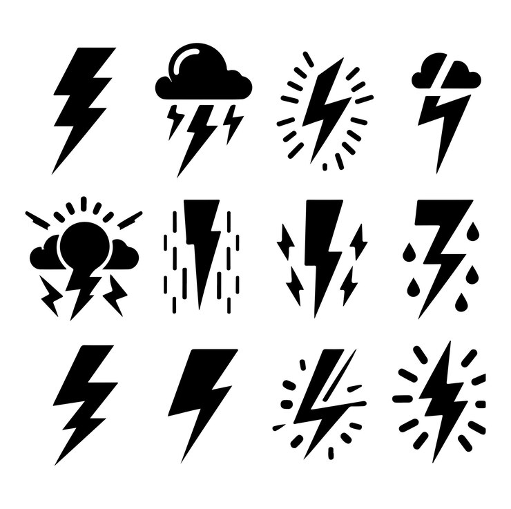 Vector lightning bolt icon vector set silhouette vector illustration
