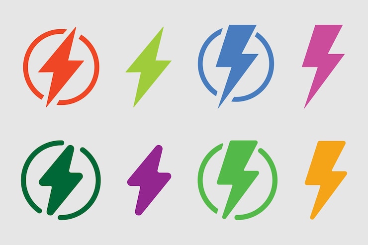 Vector lightning bolt icons set vector illustration