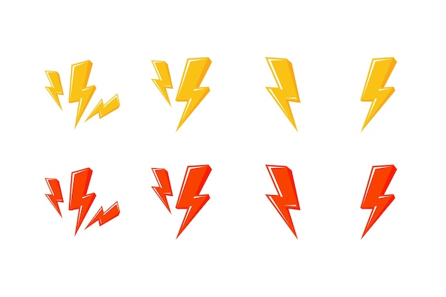 Lightning Bolt Icons Set Vector lightning icon in yellow and red color