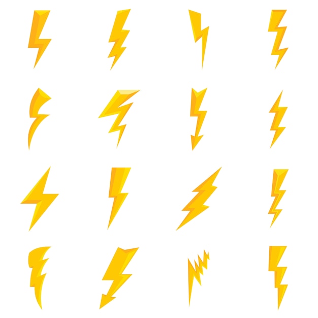 Lightning bolt icons set