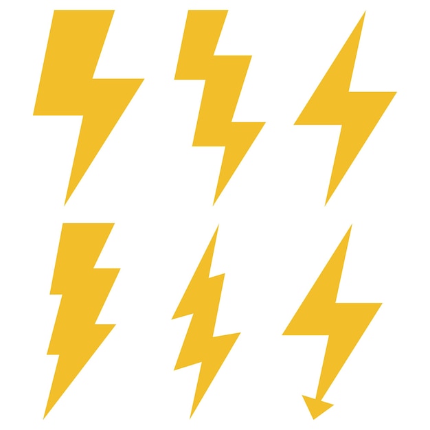 Vector lightning bolt set flat style