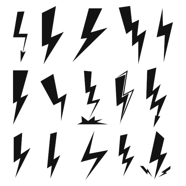 Lightning bolt set power icons