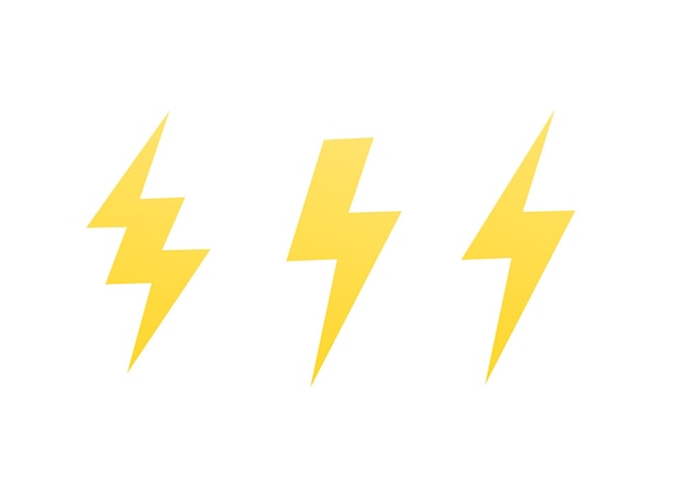 Vector lightning bolts vector signs on white