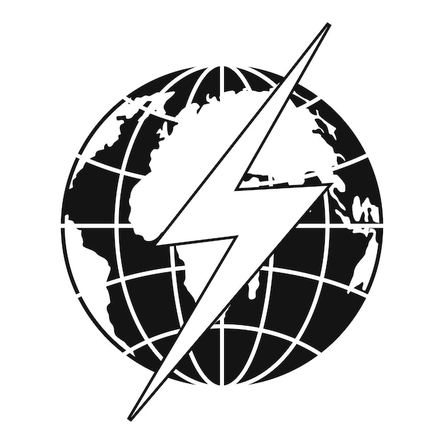 Lightning on earth icon Simple illustration of lightning on earth vector icon for web