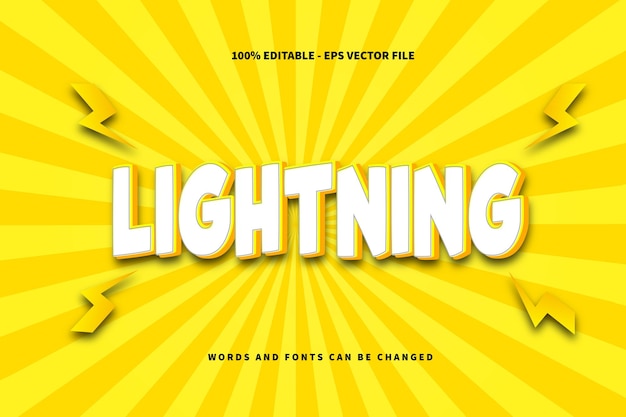 Lightning editable text effect emboss cartoon style