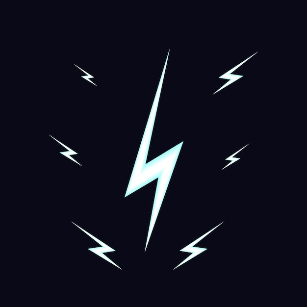 Lightning effect cartoon elements set