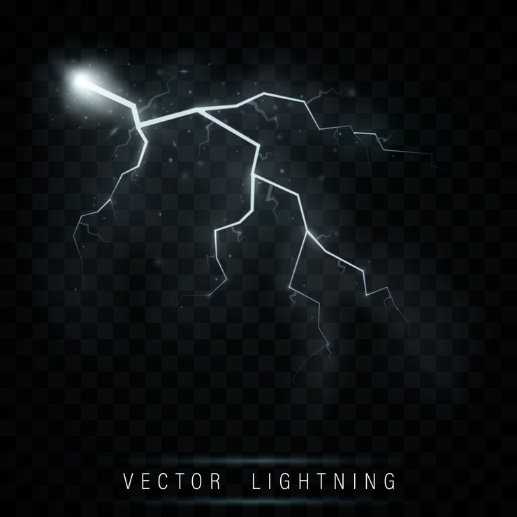 Vector lightning flash bolt. neon color energy.