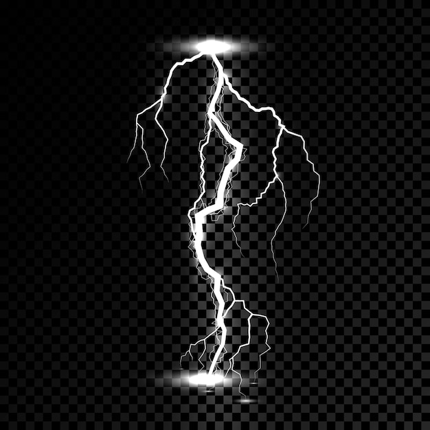 Vector lightning flash light thunder spark. bolt lightning or electricity blast storm or thunderbolt on transparent background