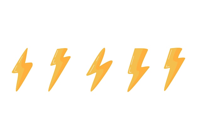 Lightning icon flat design long shadows vector illustration isolated on white