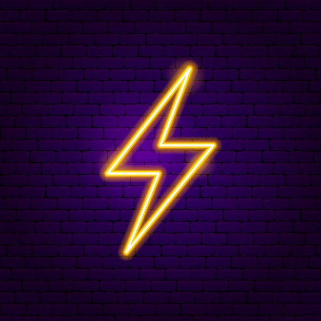 Вектор Этикетка lightning neon. векторная иллюстрация модного продвижения.