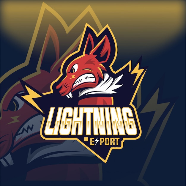 Logo mascotte esport lightning rat