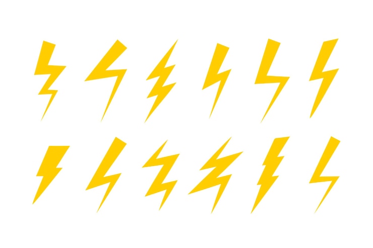 Vector lightning set yellow huge vector icon set