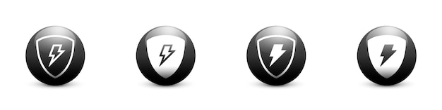 Lightning on shield icon Shield and thunder bolt icon Protect energy logo Vector illustration