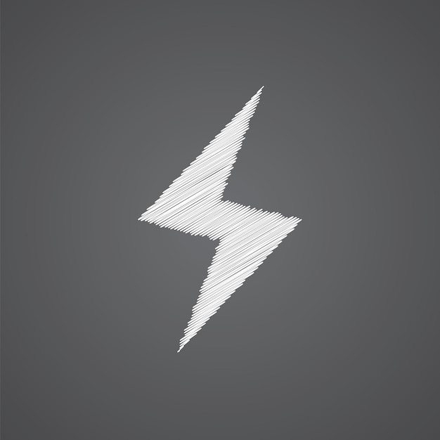 Lightning sketch logo doodle icon isolated on dark background