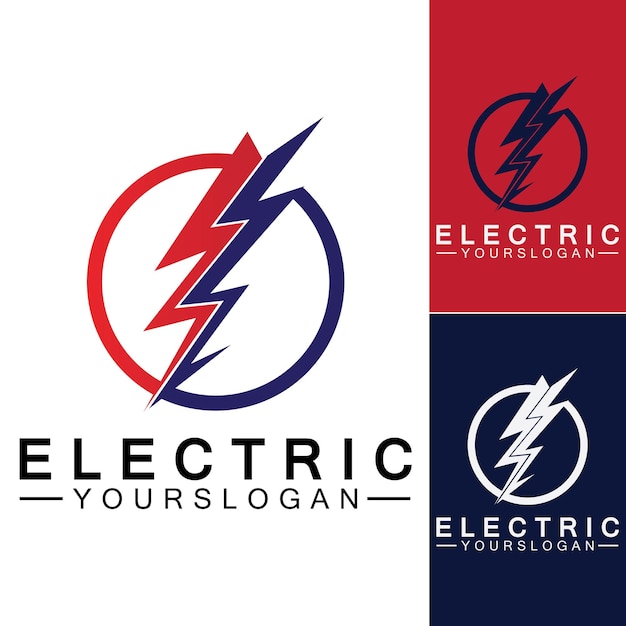 Lightning thunder bolt electricity logo design template