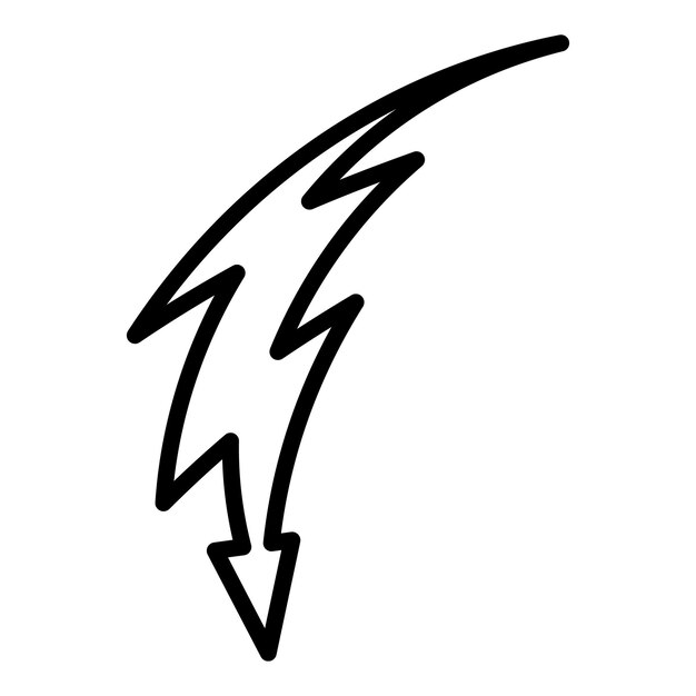 Vector lightning with an arrow icon outline lightning with an arrow vector icon for web design isolated on white background