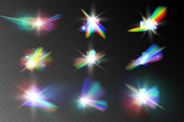 Vector lightrainbow crystal reflection effectvector illustration