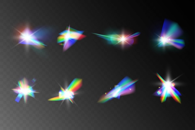 Vector lightrainbow crystal reflection effectvector illustration