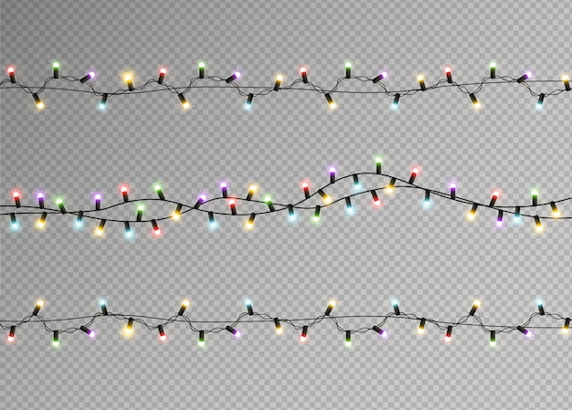 Lights garland isolated on transparent background