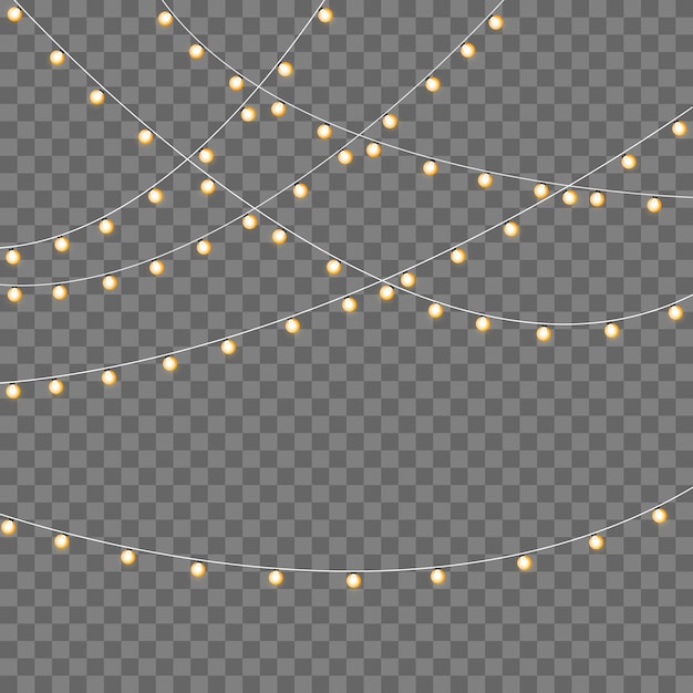 Vector lights isolated on transparent. glowing garland.