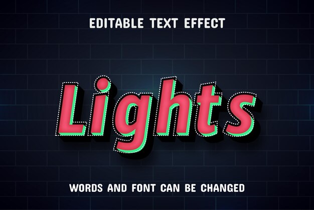 Vector lights text editable text effect