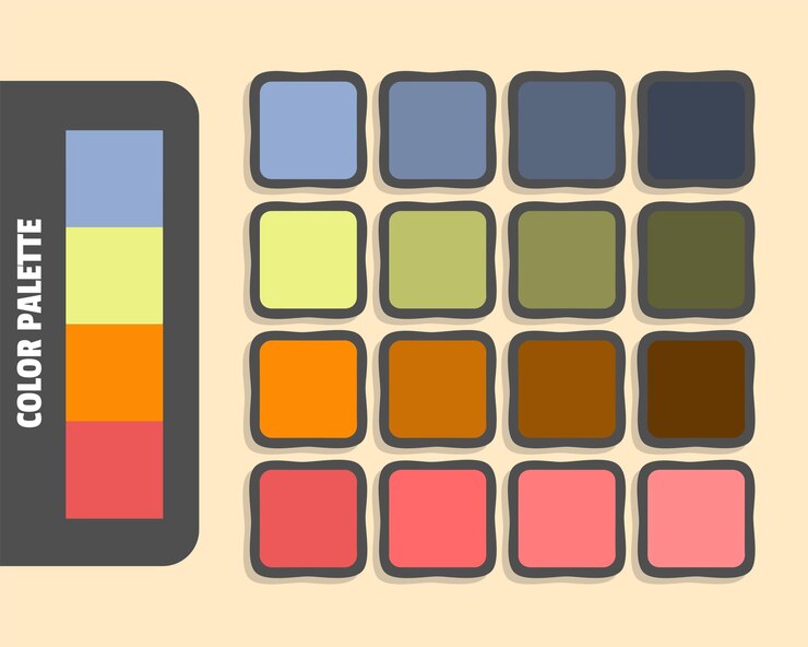 Vector lightsteelblue khaki darkorange tomato color palette colour matching rgb harmonious colors
