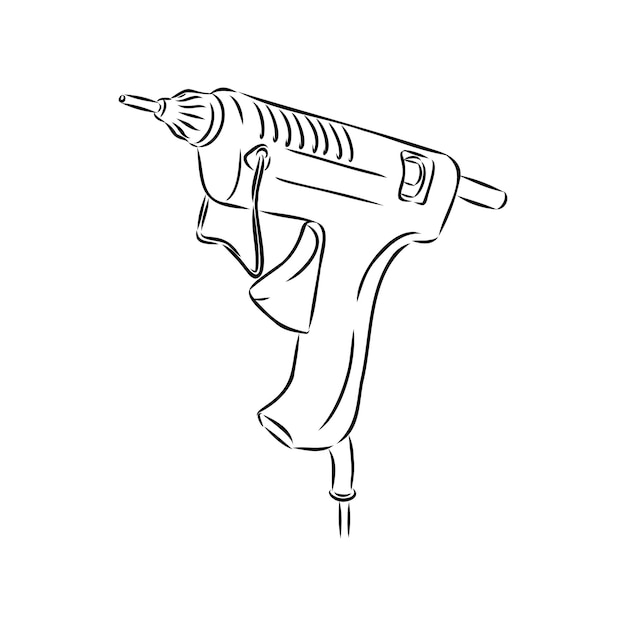 Lijmpistool lijn vectorillustratie geïsoleerd op witte backgroundtop weergave