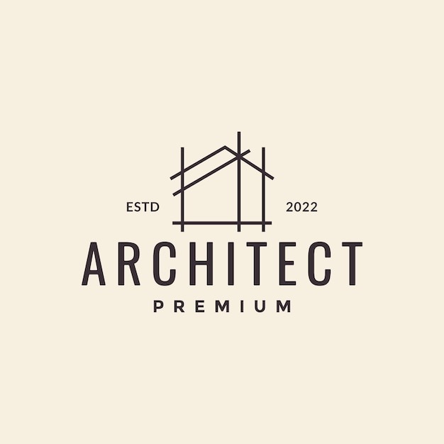 Lijn bouw huis architect logo ontwerp vector grafisch symbool pictogram illustratie creatief idee