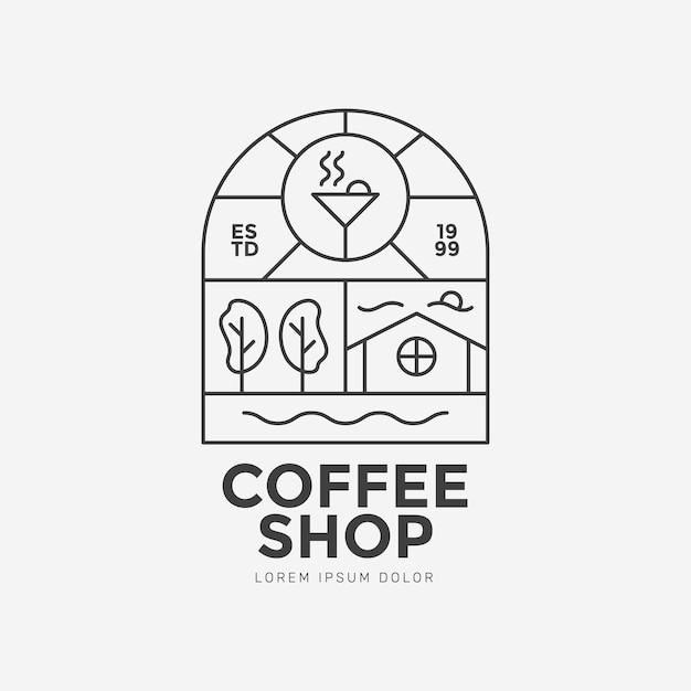 lijn coffeeshop-logo met minimalistische stijl omtrek eenvoudig