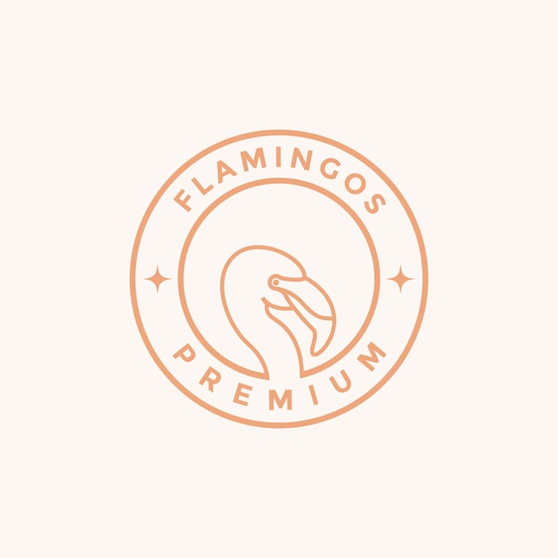 Lijn flamingo minimalistische badge logo ontwerp vector grafisch symbool pictogram illustratie creatief idee