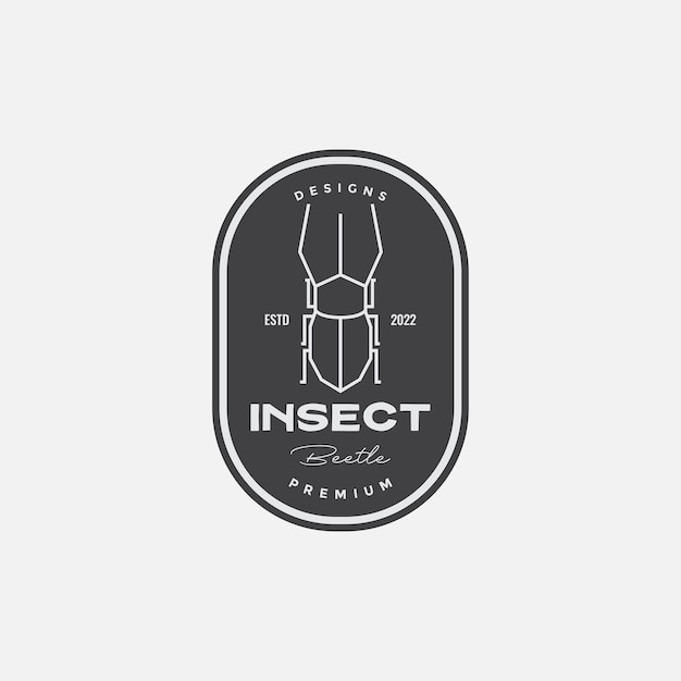 Lijn insect kever met badge vintage logo ontwerp vector grafische symbool pictogram illustratie creatief idee