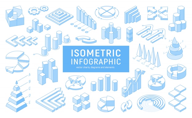 Lijn isometrische infographic