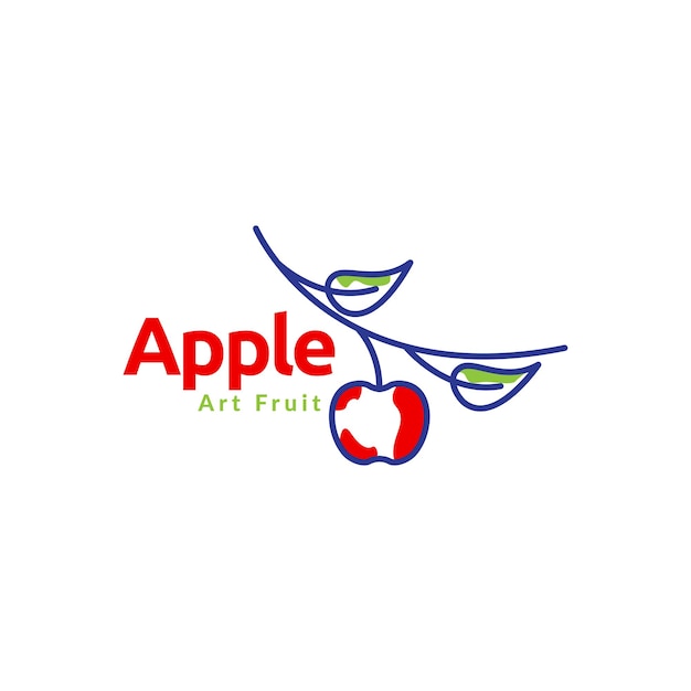 Lijn kleurrijke abstracte rode tak appel logo ontwerp vector grafisch symbool pictogram illustratie creatief idee