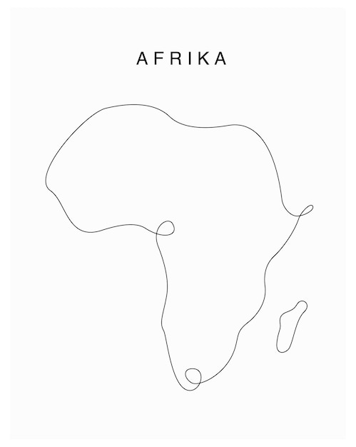 Lijn kunst Afrika kaart. Doorlopende lijn Continentkaart. vectorillustratie. Enkele omtrek Afrika wereld.