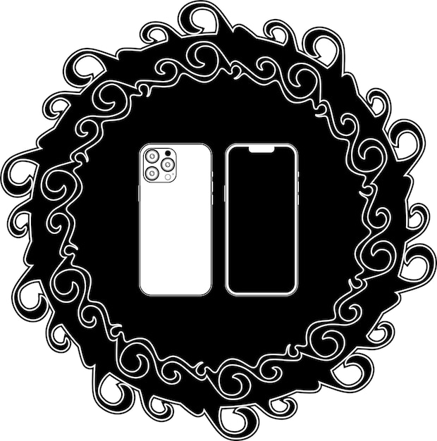 lijn kunst smartphone logo met bloemen frame handgemaakt silhouet model 35