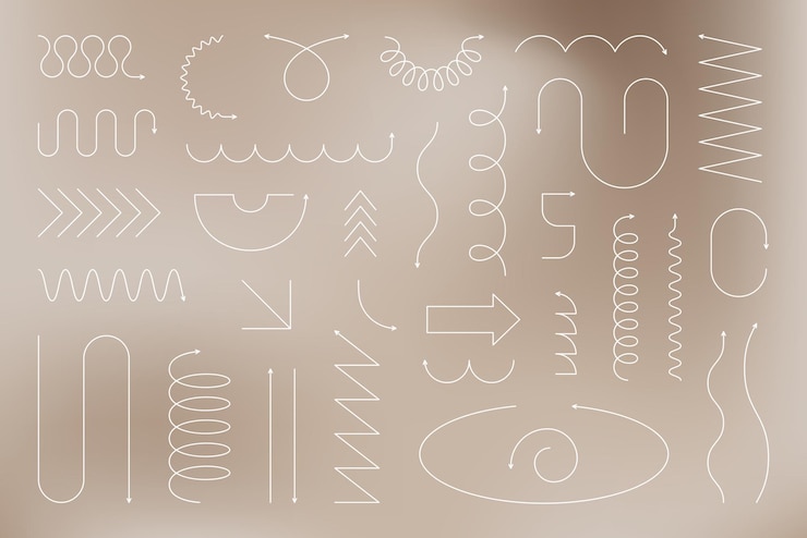 Vector lijn minimalistische geometrische pijl set vector collectie abstracte dunne lijnen verschillende vormen