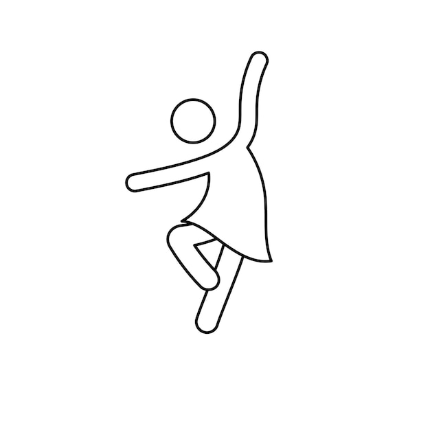 Lijn vrouw danser pictogram Ballet stok meisje pose overzicht pictogram Bewerkbare beroerte pictogram vrouw geïsoleerd
