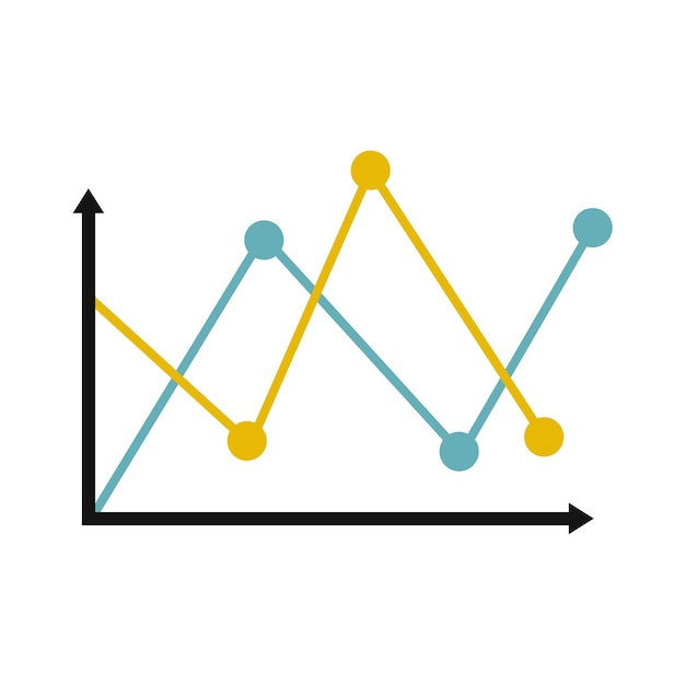 Lijndiagram pictogram Vlakke afbeelding van diagram vectorpictogram geïsoleerd op een witte achtergrond